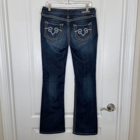 ReRock for Express Y2K Barely Boot Jeans Embroidered Pockets Low Rise 6 - Picture 7 of 8